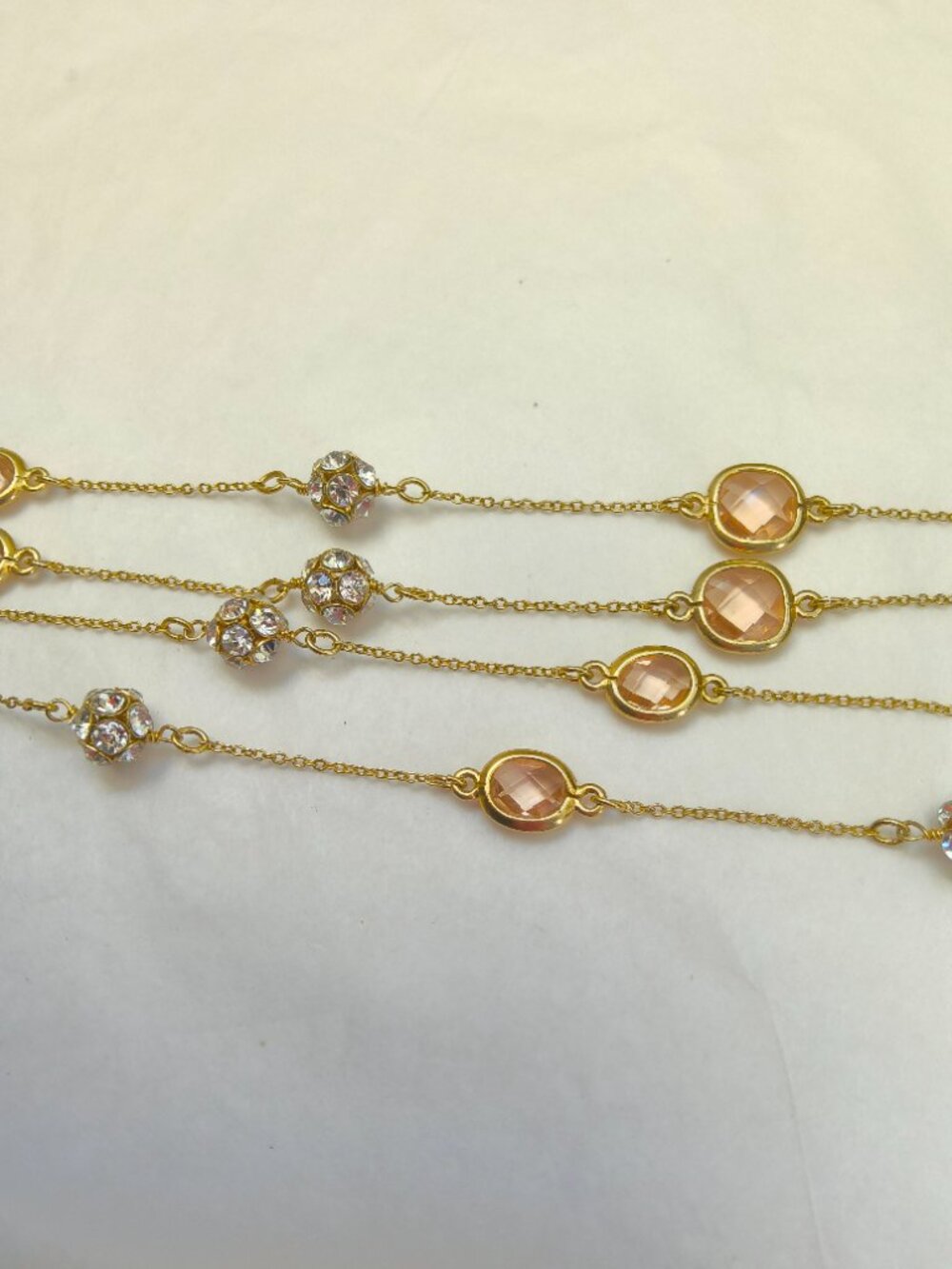 Delicate Rhinestone & Faceted Pink Stone Chain - Picture 5 of 11